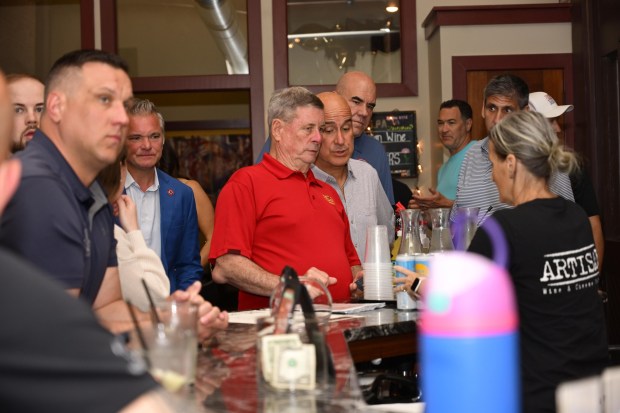 Supporters wait for former Bethlehem firefighter and Democratic congressional candidate Bob Brooks to arrive at his election party on Primary Day, Tuesday, May 19, 2026, at Artisan in Bethlehem. (Monica Cabrera/The Morning Call)