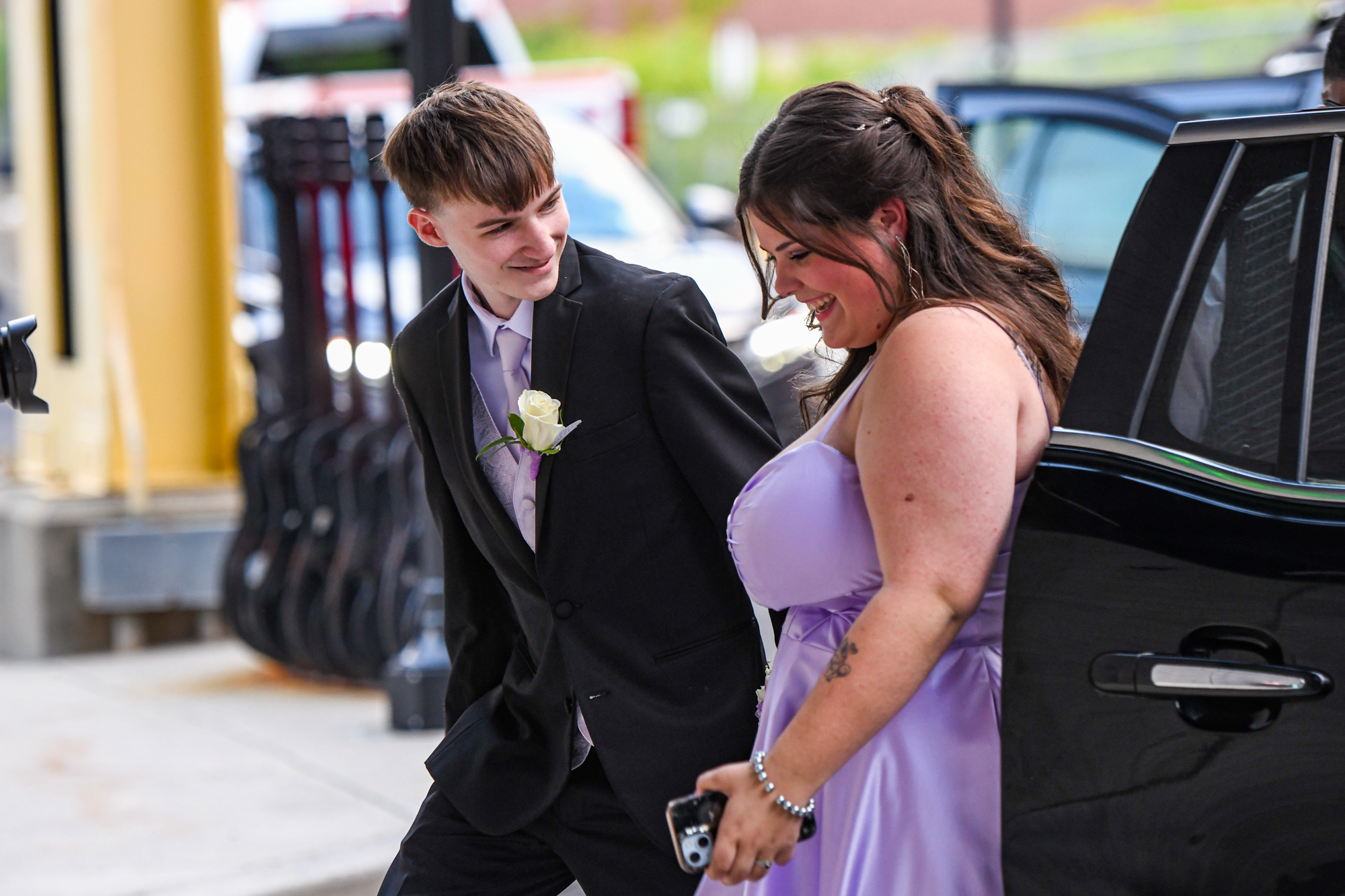 Easton Area High School held its prom Saturday, May 16, at SteelStacks in Bethlehem. Students and their guests arrive to the big night. (Riley Gallagher/Christmas City Studio)