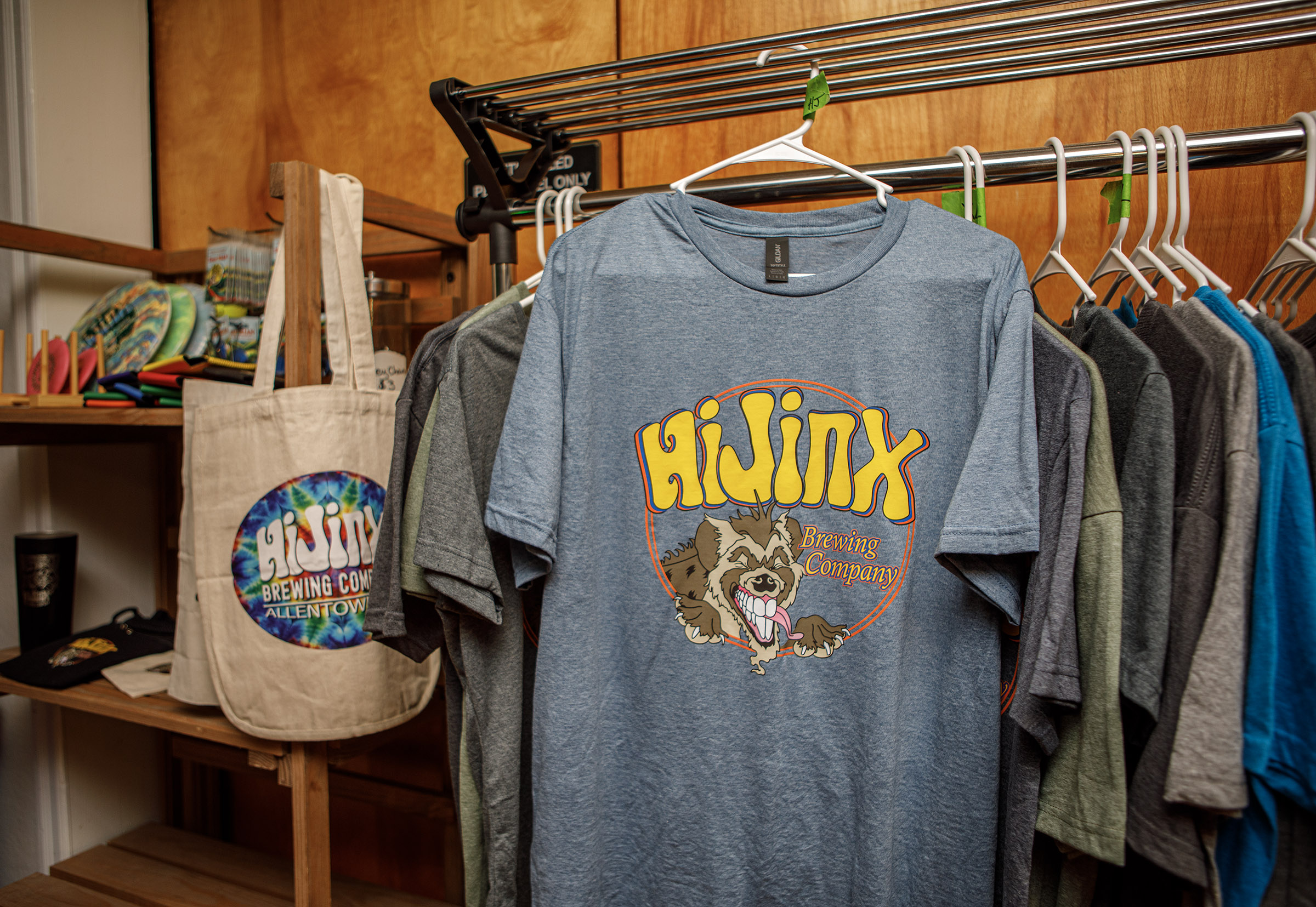 HiJinx Brewing Co. merchandise Monday, April 27, 2026, in the...