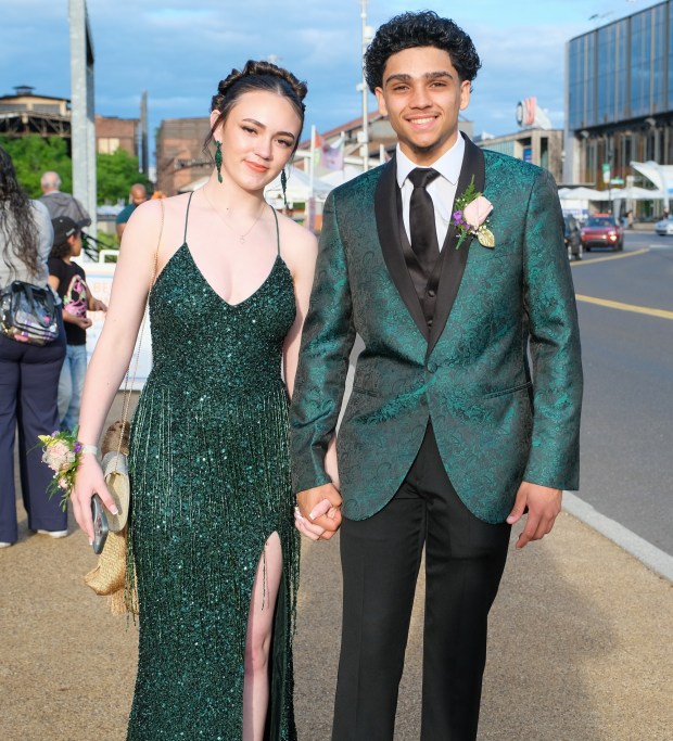Liberty High School held its prom Friday, May 15, 2026, at SteelStacks in Bethlehem. Students and their guests arrive to the big night. (Sharon Merkel/Special to The Morning Call)