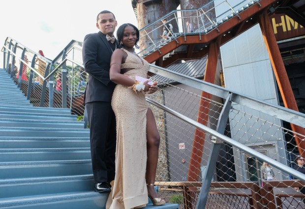 Liberty High School held its prom Friday, May 15, 2026, at SteelStacks in Bethlehem. Students and their guests arrive to the big night. (Sharon Merkel/Special to The Morning Call)