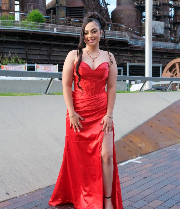 Liberty High School held its prom Friday, May 15, 2026, at SteelStacks in Bethlehem. Students and their guests arrive to the big night. (Sharon Merkel/Special to The Morning Call)