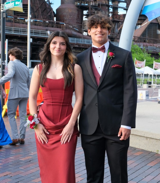 Liberty High School held its prom Friday, May 15, 2026, at SteelStacks in Bethlehem. Students and their guests arrive to the big night. (Sharon Merkel/Special to The Morning Call)