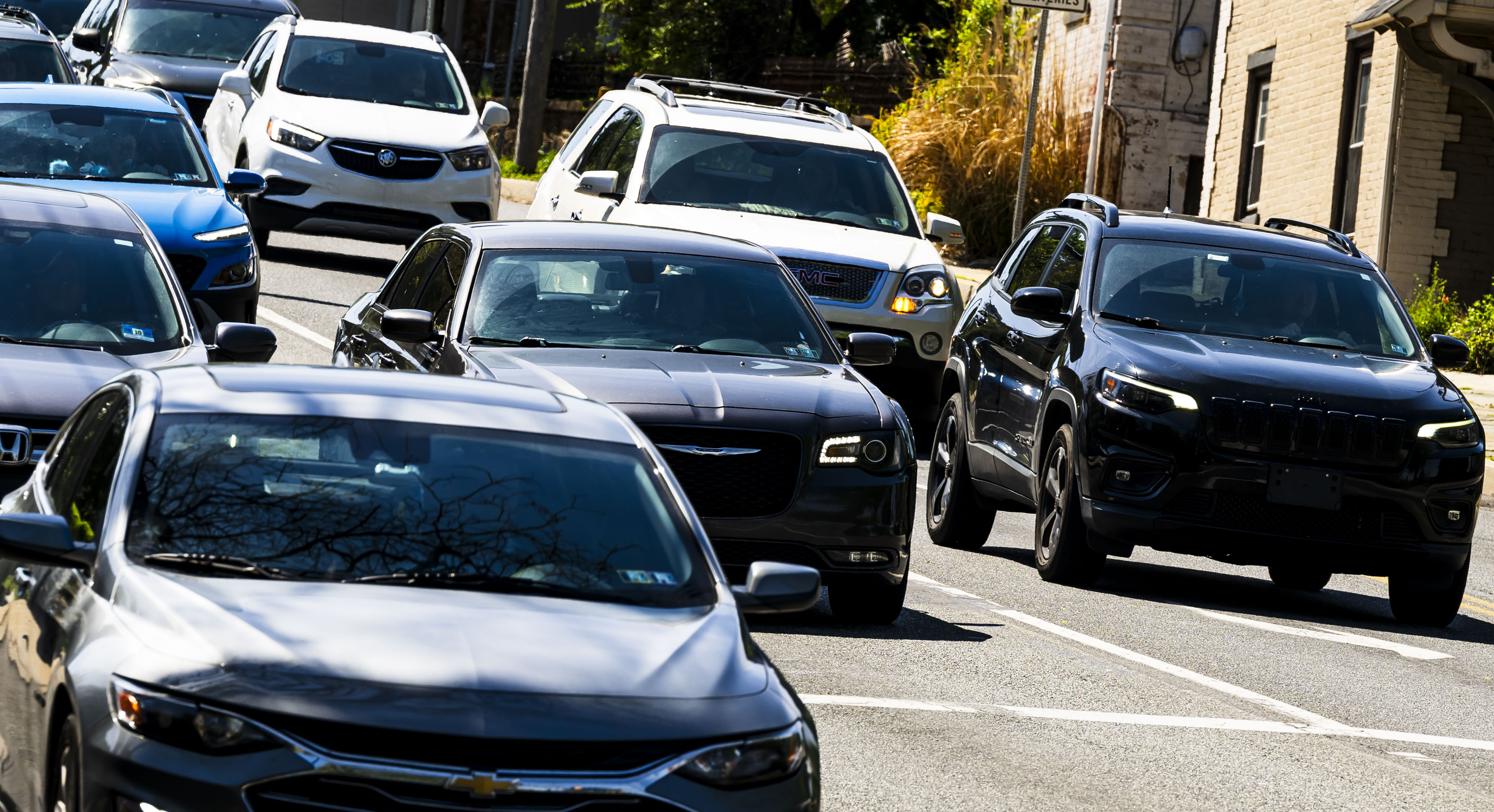 Traffic is backed up Thursday, April 23, 2026, on Third...