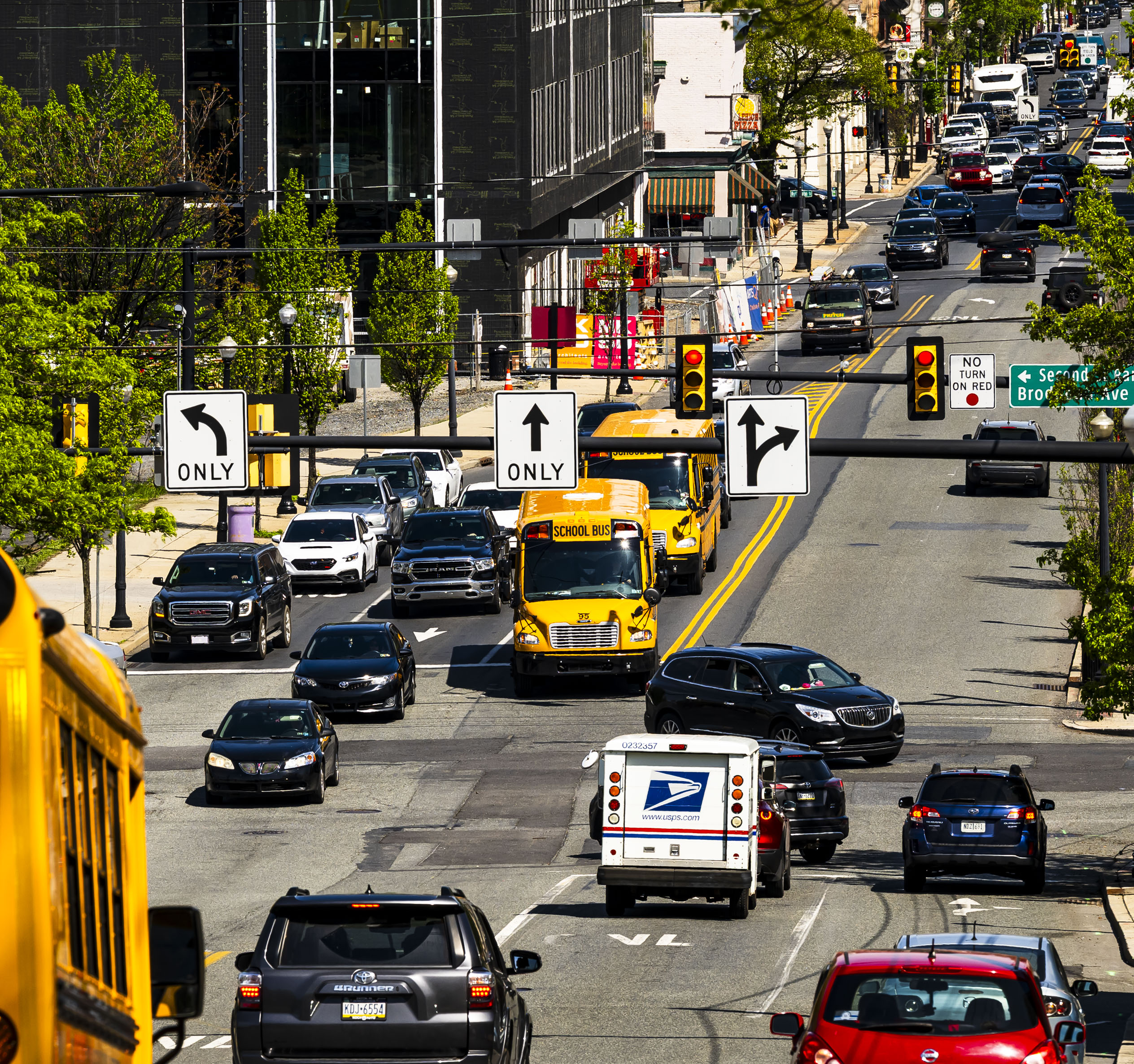 Traffic is backed up Thursday, April 23, 2026, on Third...