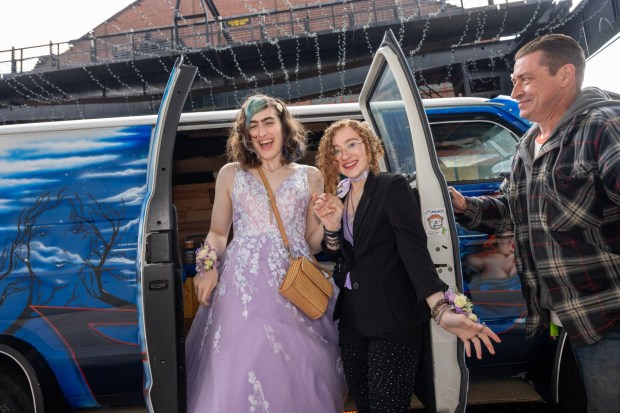 Nazareth Area High School held its prom on Friday, May 8, 2026, at SteelStacks in Bethlehem. Students and their guests arrive to the big night.(Jonathan Broady/Special to The Morning Call)
