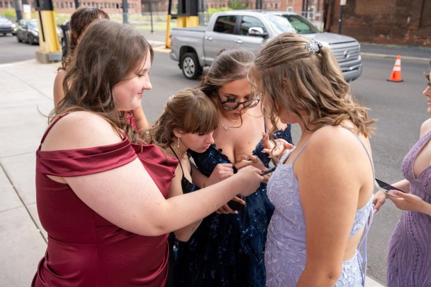 Nazareth Area High School held its prom on Friday, May 8, 2026, at SteelStacks in Bethlehem. Students and their guests arrive to the big night.(Jonathan Broady/Special to The Morning Call)