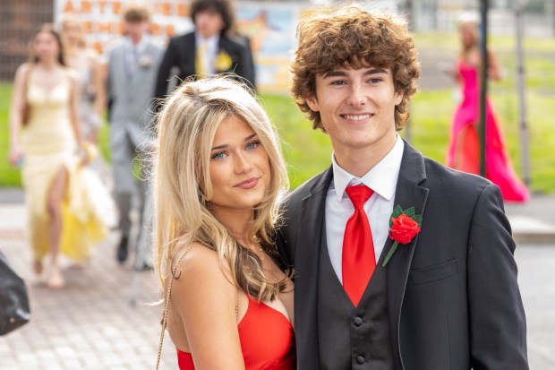 Nazareth Area High School held its prom on Friday, May 8, 2026, at SteelStacks in Bethlehem. Students and their guests arrive to the big night.(Jonathan Broady/Special to The Morning Call)