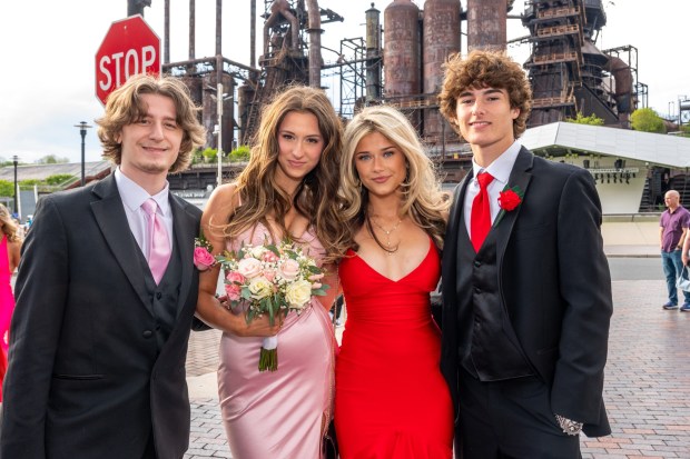 Nazareth Area High School held its prom on Friday, May 8, 2026, at SteelStacks in Bethlehem. Students and their guests arrive to the big night.(Jonathan Broady/Special to The Morning Call)