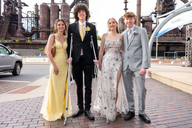 Nazareth Area High School held its prom on Friday, May 8, 2026, at SteelStacks in Bethlehem. Students and their guests arrive to the big night.(Jonathan Broady/Special to The Morning Call)
