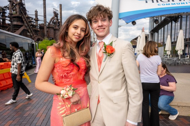 Nazareth Area High School held its prom on Friday, May 8, 2026, at SteelStacks in Bethlehem. Students and their guests arrive to the big night.(Jonathan Broady/Special to The Morning Call)