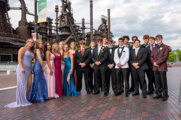 Nazareth Area High School held its prom on Friday, May 8, 2026, at SteelStacks in Bethlehem. Students and their guests arrive to the big night.(Jonathan Broady/Special to The Morning Call)