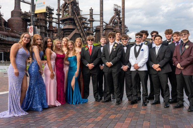 Nazareth Area High School held its prom on Friday, May 8, 2026, at SteelStacks in Bethlehem. Students and their guests arrive to the big night.(Jonathan Broady/Special to The Morning Call)