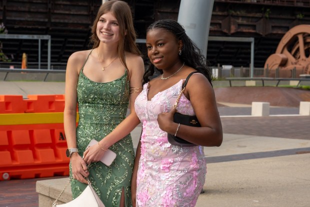 Nazareth Area High School held its prom on Friday, May 8, 2026, at SteelStacks in Bethlehem. Students and their guests arrive to the big night.(Jonathan Broady/Special to The Morning Call)