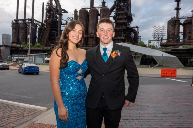 Nazareth Area High School held its prom on Friday, May 8, 2026, at SteelStacks in Bethlehem. Students and their guests arrive to the big night.(Jonathan Broady/Special to The Morning Call)