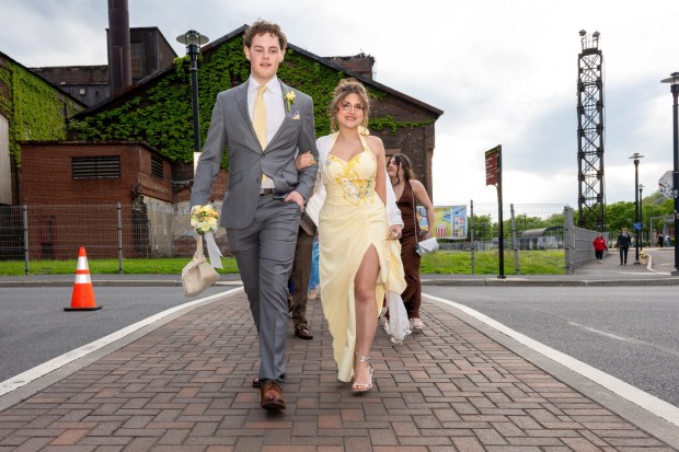 Nazareth Area High School held its prom on Friday, May 8, 2026, at SteelStacks in Bethlehem. Students and their guests arrive to the big night.(Jonathan Broady/Special to The Morning Call)