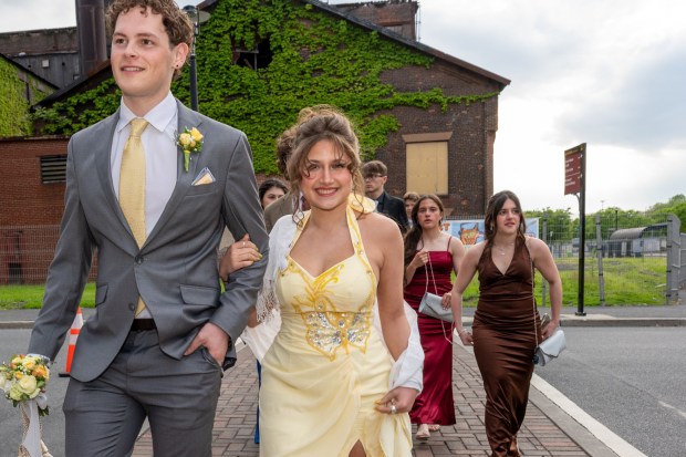 Nazareth Area High School held its prom on Friday, May 8, 2026, at SteelStacks in Bethlehem. Students and their guests arrive to the big night.(Jonathan Broady/Special to The Morning Call)