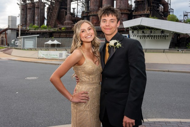 Nazareth Area High School held its prom on Friday, May 8, 2026, at SteelStacks in Bethlehem. Students and their guests arrive to the big night.(Jonathan Broady/Special to The Morning Call)