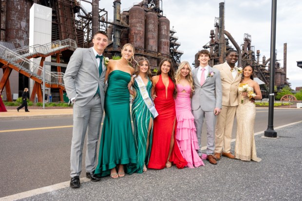 Nazareth Area High School held its prom on Friday, May 8, 2026, at SteelStacks in Bethlehem. Students and their guests arrive to the big night.(Jonathan Broady/Special to The Morning Call)