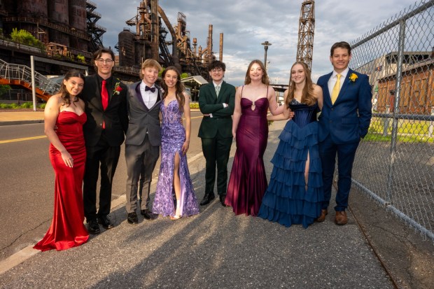 Nazareth Area High School held its prom on Friday, May 8, 2026, at SteelStacks in Bethlehem. Students and their guests arrive to the big night.(Jonathan Broady/Special to The Morning Call)
