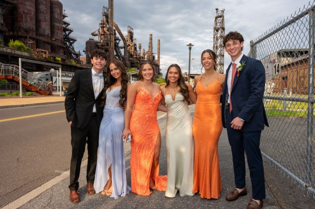 Nazareth Area High School held its prom on Friday, May 8, 2026, at SteelStacks in Bethlehem. Students and their guests arrive to the big night.(Jonathan Broady/Special to The Morning Call)