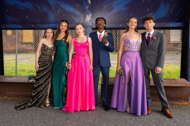 Nazareth Area High School held its prom on Friday, May 8, 2026, at SteelStacks in Bethlehem. Students and their guests arrive to the big night.(Jonathan Broady/Special to The Morning Call)