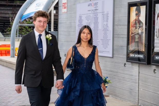 Nazareth Area High School held its prom on Friday, May 8, 2026, at SteelStacks in Bethlehem. Students and their guests arrive to the big night.(Jonathan Broady/Special to The Morning Call)