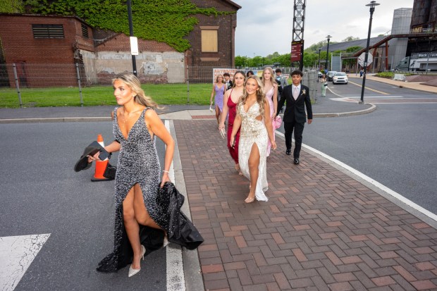 Nazareth Area High School held its prom on Friday, May 8, 2026, at SteelStacks in Bethlehem. Students and their guests arrive to the big night.(Jonathan Broady/Special to The Morning Call)