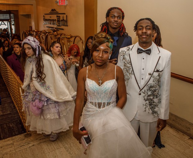 Pocono Mountain West High School students and their guests arrive for prom Saturday, May 9, 2026, at Americus Hotel in Allentown. (Jane Therese/Special to The Morning Call)