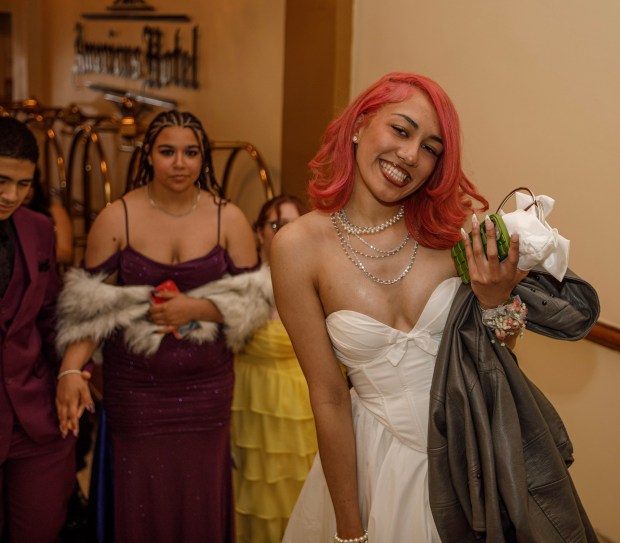 Pocono Mountain West High School students and their guests arrive for prom Saturday, May 9, 2026, at Americus Hotel in Allentown. (Jane Therese/Special to The Morning Call)