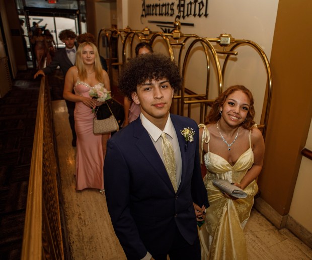 Pocono Mountain West High School students and their guests arrive for prom Saturday, May 9, 2026, at Americus Hotel in Allentown. (Jane Therese/Special to The Morning Call)