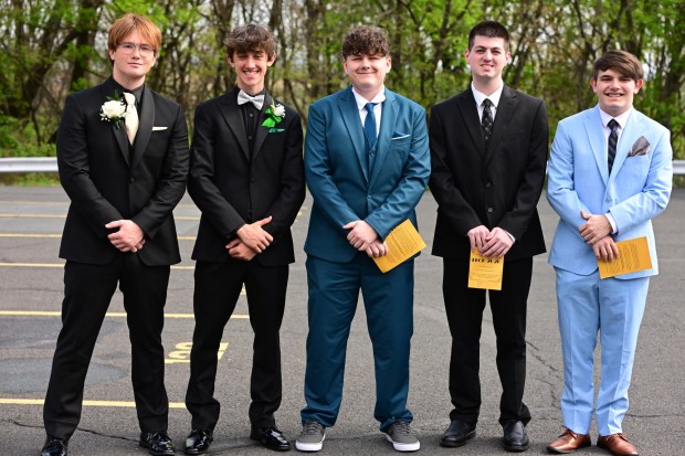 Pen Argyl Area High School held its prom Friday, April 24, 2026, at Woodstone Country Club in Danielsville. Students and their guests arrive at the high school ahead of the big night. (Monica Cabrera/The Morning Call)