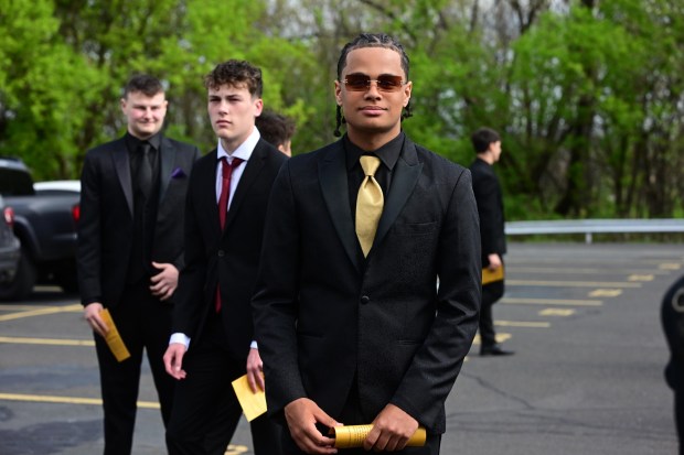 Pen Argyl Area High School held its prom Friday, April 24, 2026, at Woodstone Country Club in Danielsville. Students and their guests arrive at the high school ahead of the big night. (Monica Cabrera/The Morning Call)