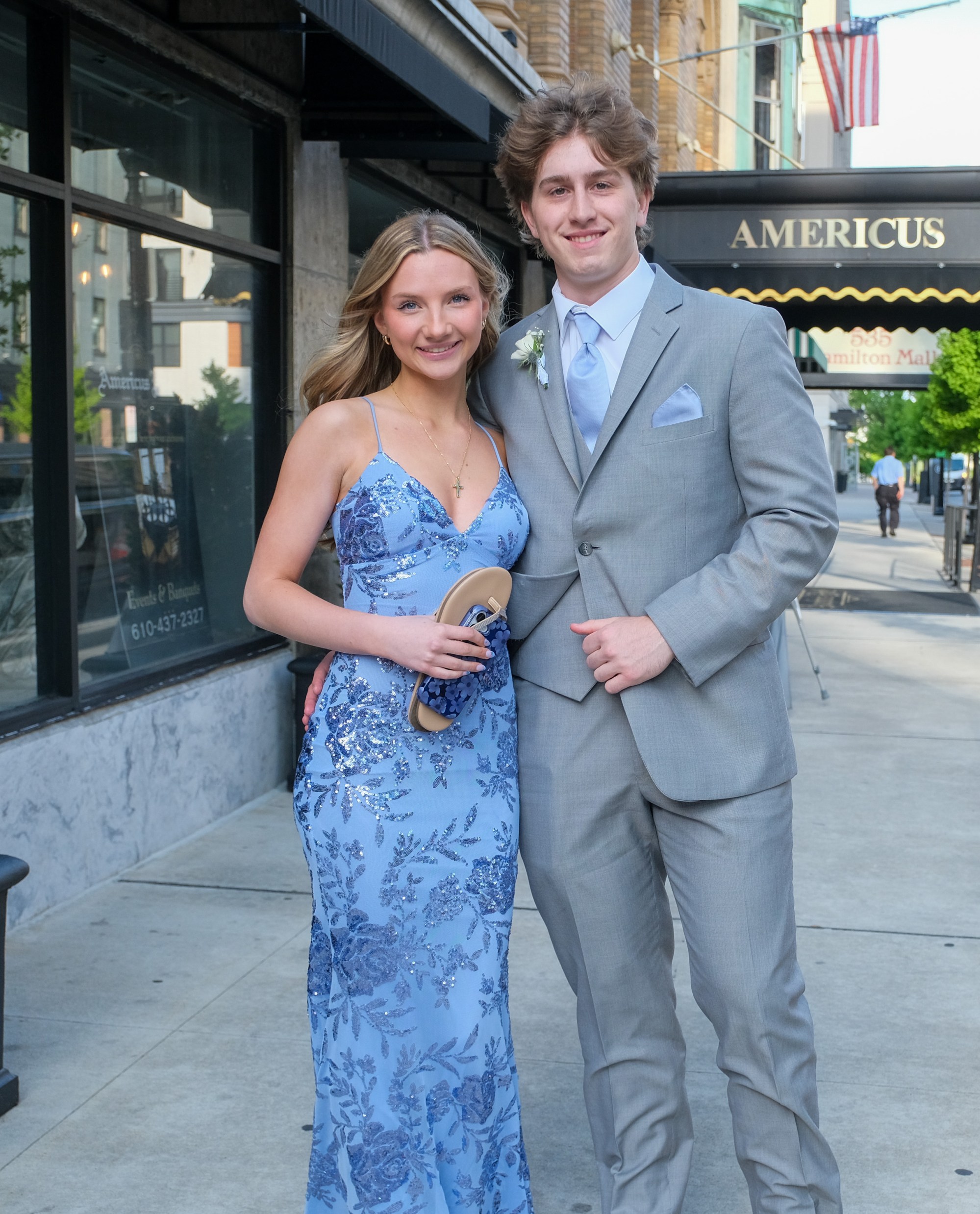Saucon Valley High School held its prom Friday, May 1, 2026, at the Americus Hotel in Allentown. Students and their guests arrive to the big night. (Sharon Merkel/Special to The Morning Call)