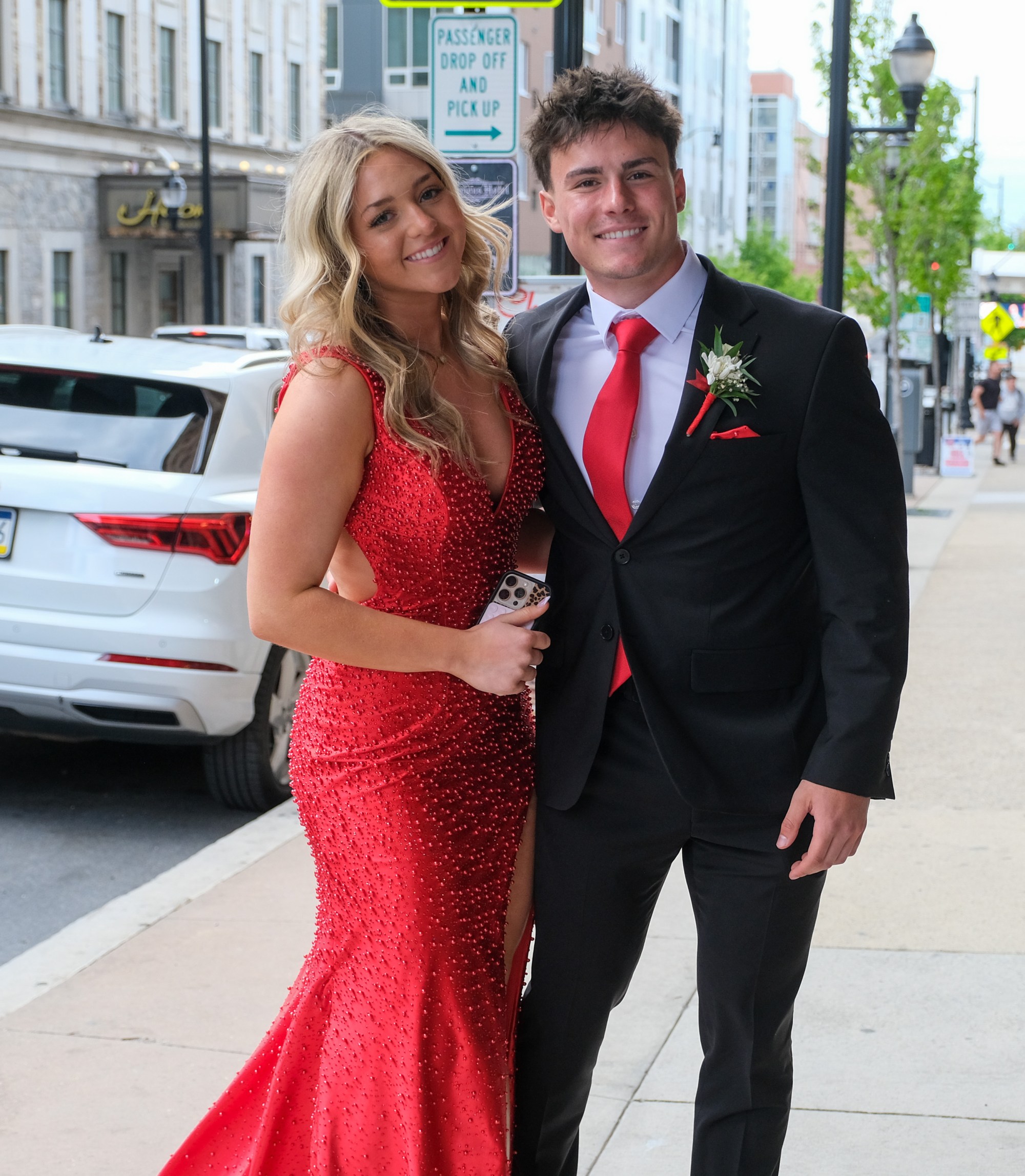 Saucon Valley High School held its prom Friday, May 1, 2026, at the Americus Hotel in Allentown. Students and their guests arrive to the big night. (Sharon Merkel/Special to The Morning Call)