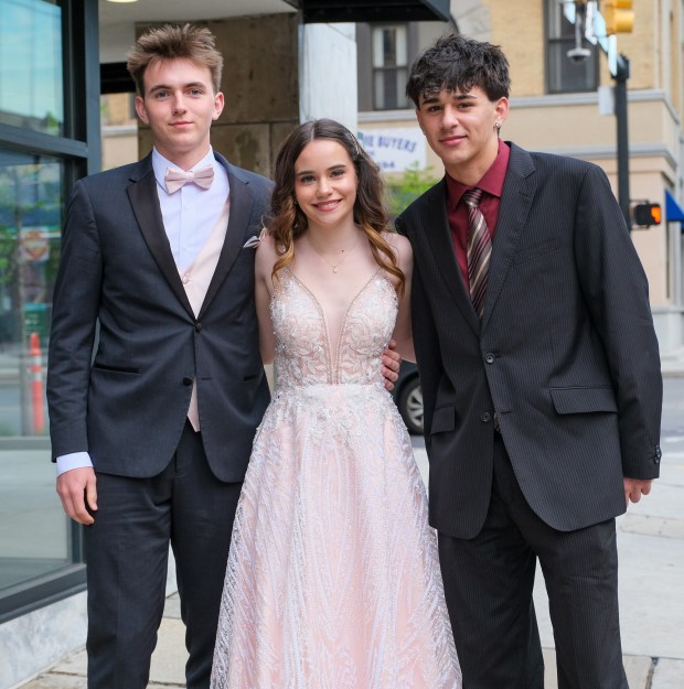 Saucon Valley High School held its prom Friday, May 1, 2026, at the Americus Hotel in Allentown. Students and their guests arrive to the big night. (Sharon Merkel/Special to The Morning Call)
