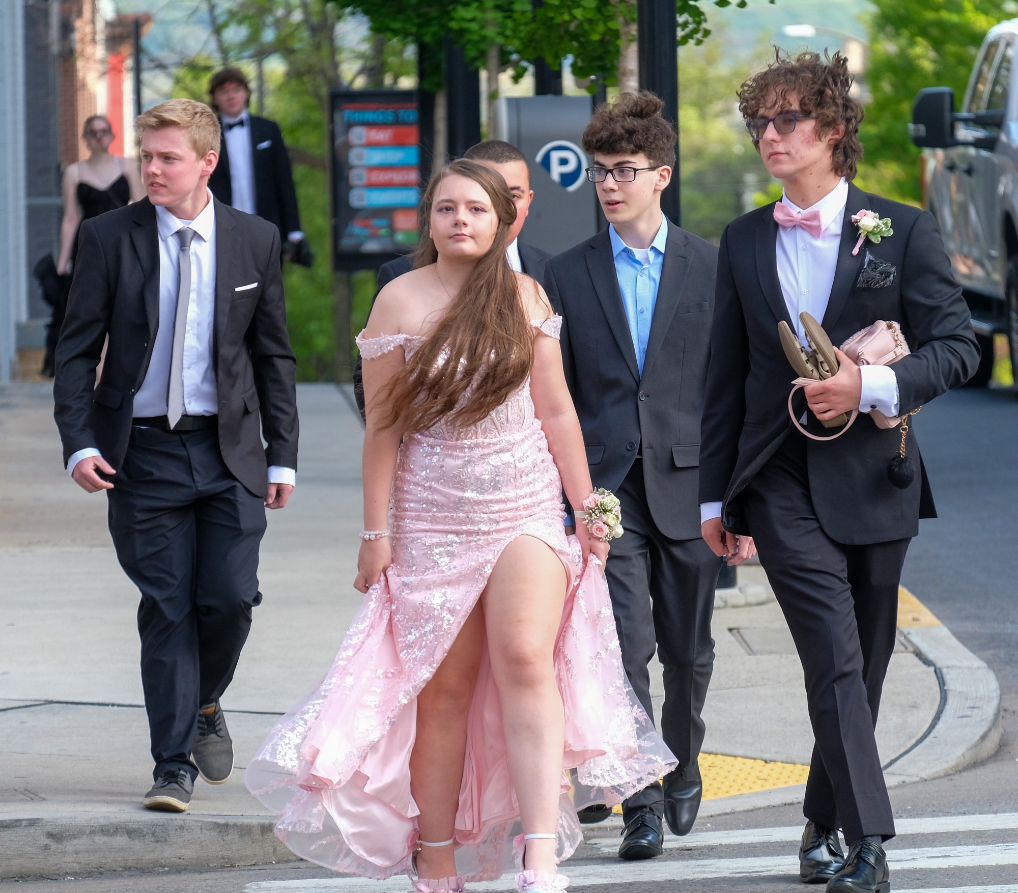 Saucon Valley High School held its prom Friday, May 1, 2026, at the Americus Hotel in Allentown. Students and their guests arrive to the big night. (Sharon Merkel/Special to The Morning Call)
