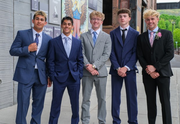 Southern Lehigh High School held its prom Friday, April 24, 2026, at SteelStacks in Bethlehem. Students and their guests arrive to the big night. (Sharon Merkel/Special to The Morning Call)