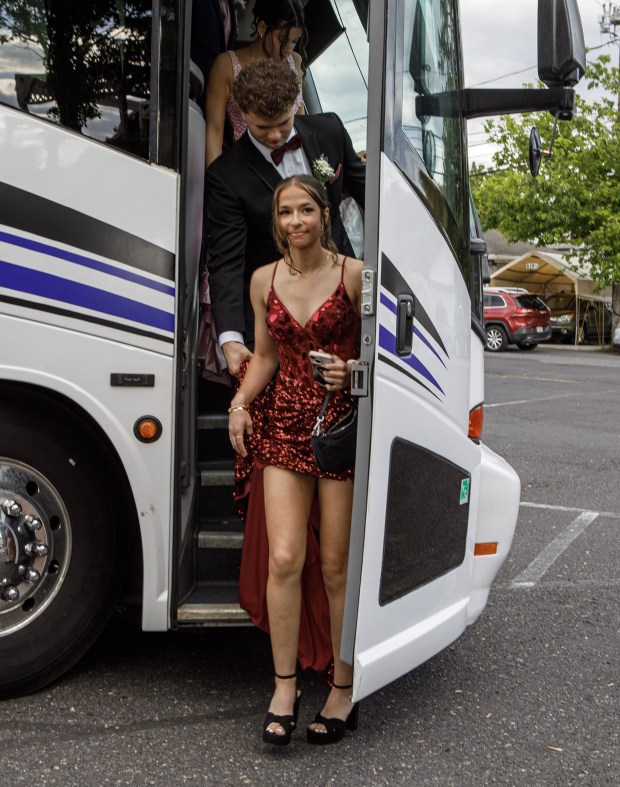 Whitehall High School students and their guests arrive for prom Saturday, May 2, 2026, at The Palace Center in Allentown. (Jane Therese/Special to The Morning Call)