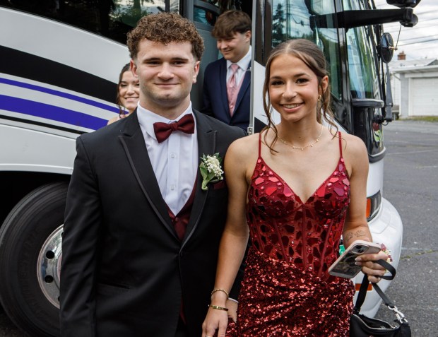 Whitehall High School students and their guests arrive for prom Saturday, May 2, 2026, at The Palace Center in Allentown. (Jane Therese/Special to The Morning Call)
