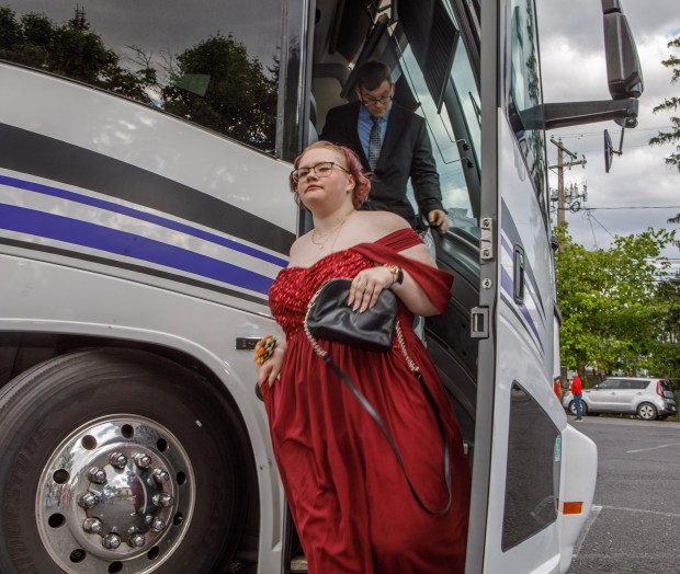 Whitehall High School students and their guests arrive for prom Saturday, May 2, 2026, at The Palace Center in Allentown. (Jane Therese/Special to The Morning Call)