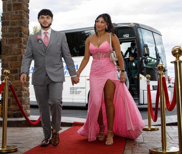 Whitehall High School students and their guests arrive for prom Saturday, May 2, 2026, at The Palace Center in Allentown. (Jane Therese/Special to The Morning Call)