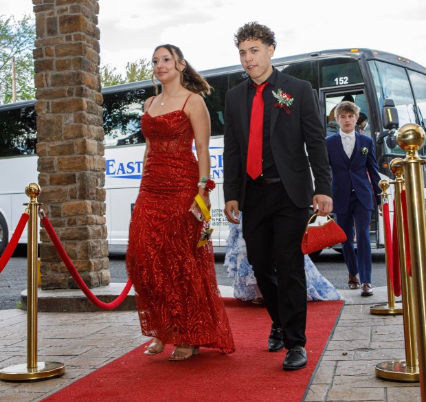 Whitehall High School students and their guests arrive for prom Saturday, May 2, 2026, at The Palace Center in Allentown. (Jane Therese/Special to The Morning Call)