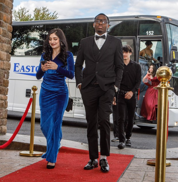 Whitehall High School students and their guests arrive for prom Saturday, May 2, 2026, at The Palace Center in Allentown. (Jane Therese/Special to The Morning Call)