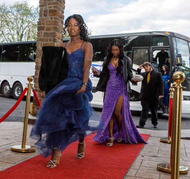 Whitehall High School students and their guests arrive for prom Saturday, May 2, 2026, at The Palace Center in Allentown. (Jane Therese/Special to The Morning Call)