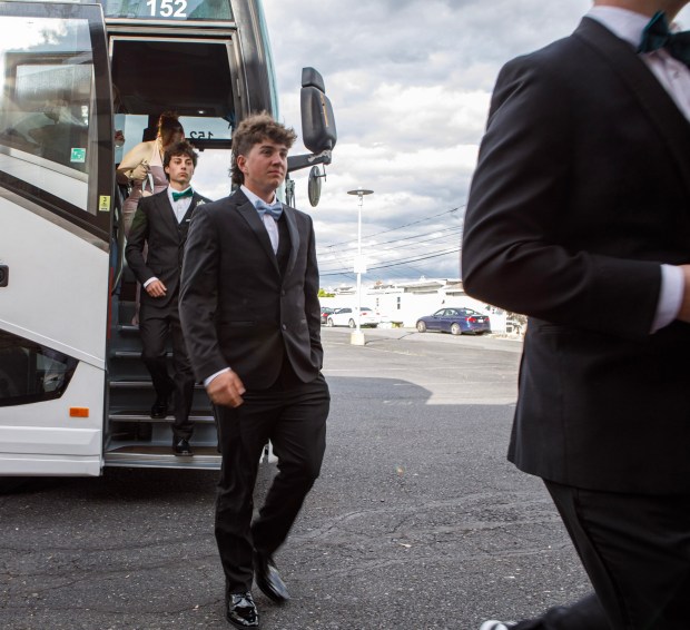 Whitehall High School students and their guests arrive for prom Saturday, May 2, 2026, at The Palace Center in Allentown. (Jane Therese/Special to The Morning Call)