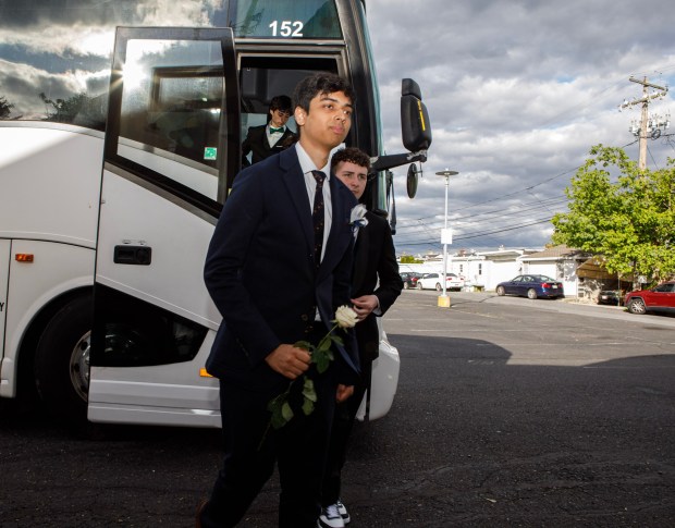 Whitehall High School students and their guests arrive for prom Saturday, May 2, 2026, at The Palace Center in Allentown. (Jane Therese/Special to The Morning Call)