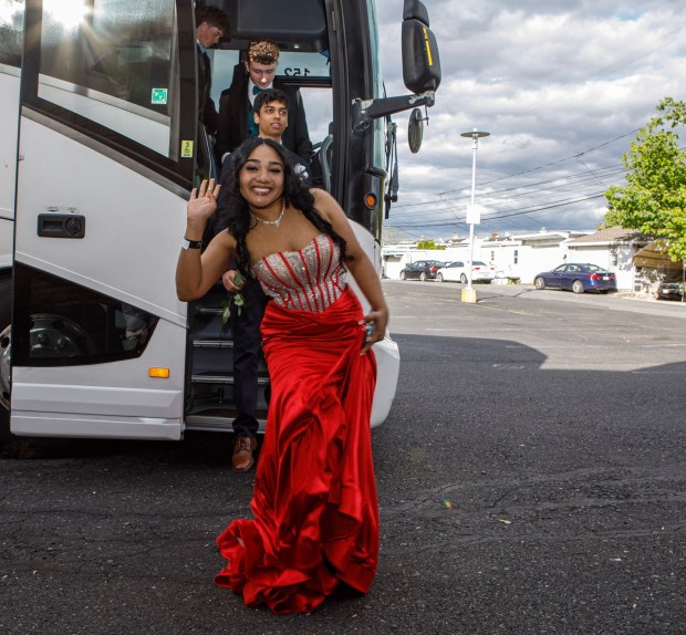 Whitehall High School students and their guests arrive for prom Saturday, May 2, 2026, at The Palace Center in Allentown. (Jane Therese/Special to The Morning Call)