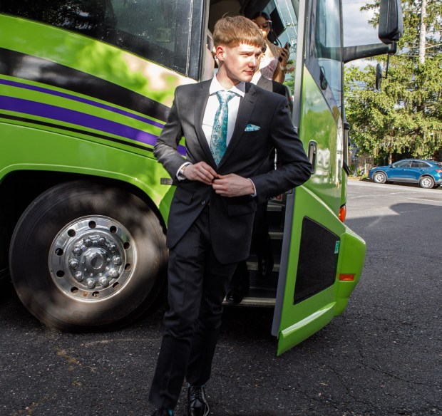 Whitehall High School students and their guests arrive for prom Saturday, May 2, 2026, at The Palace Center in Allentown. (Jane Therese/Special to The Morning Call)