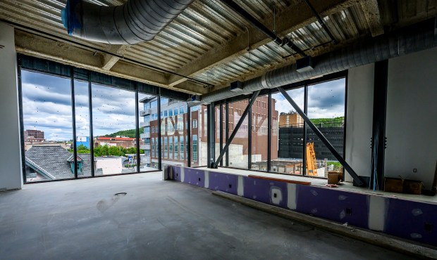 A ceramics space is shown during a media tour of ArtsQuest's new Creative Factory on Thursday, May 14, 2026, in Bethlehem. The informal walking tour shows the latest construction progress ahead of the building's anticipated soft opening later this year and highlights key spaces throughout the facility, including hospitality and event areas, classrooms, artist studios, gallery spaces, glass studio with observation space, performing art theater and more. (April Gamiz/The Morning Call)